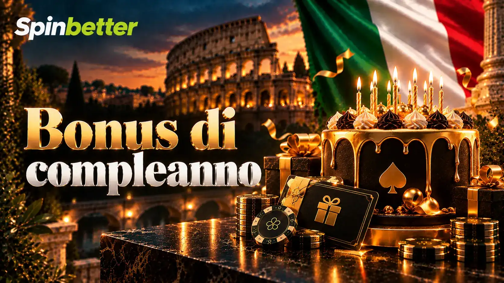 Bonus di compleanno con 20 giri gratis nella sezione promozioni di SpinBetter
