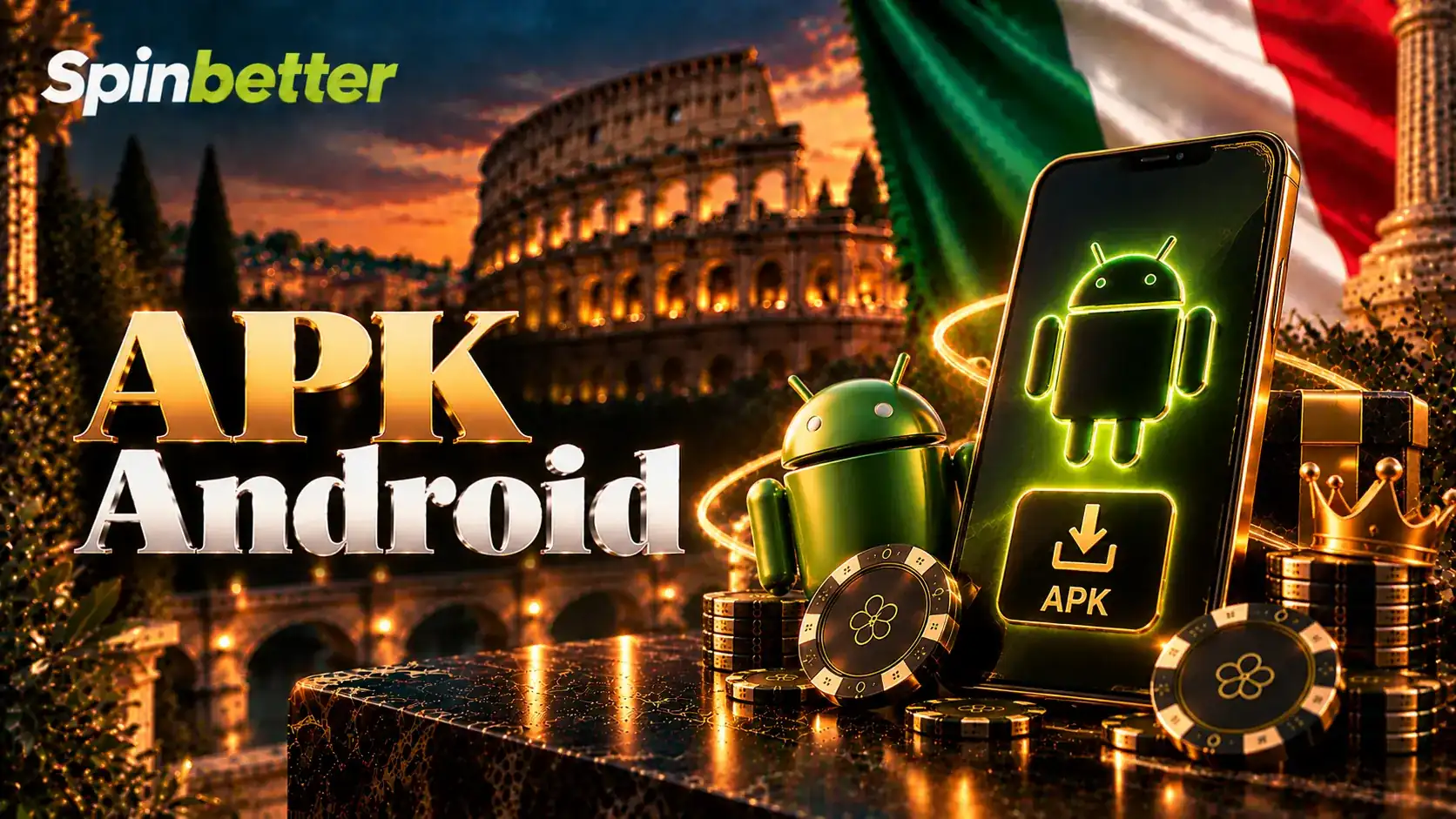 Pagina di download dell'app SpinBetter per Android con il file APK